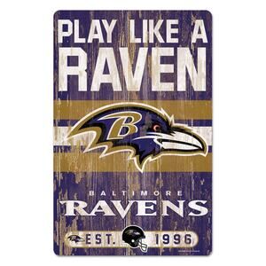 NFL Baltimore Ravens Wood Sign 11" x 17" Slogan Distressed Wall Football Blue